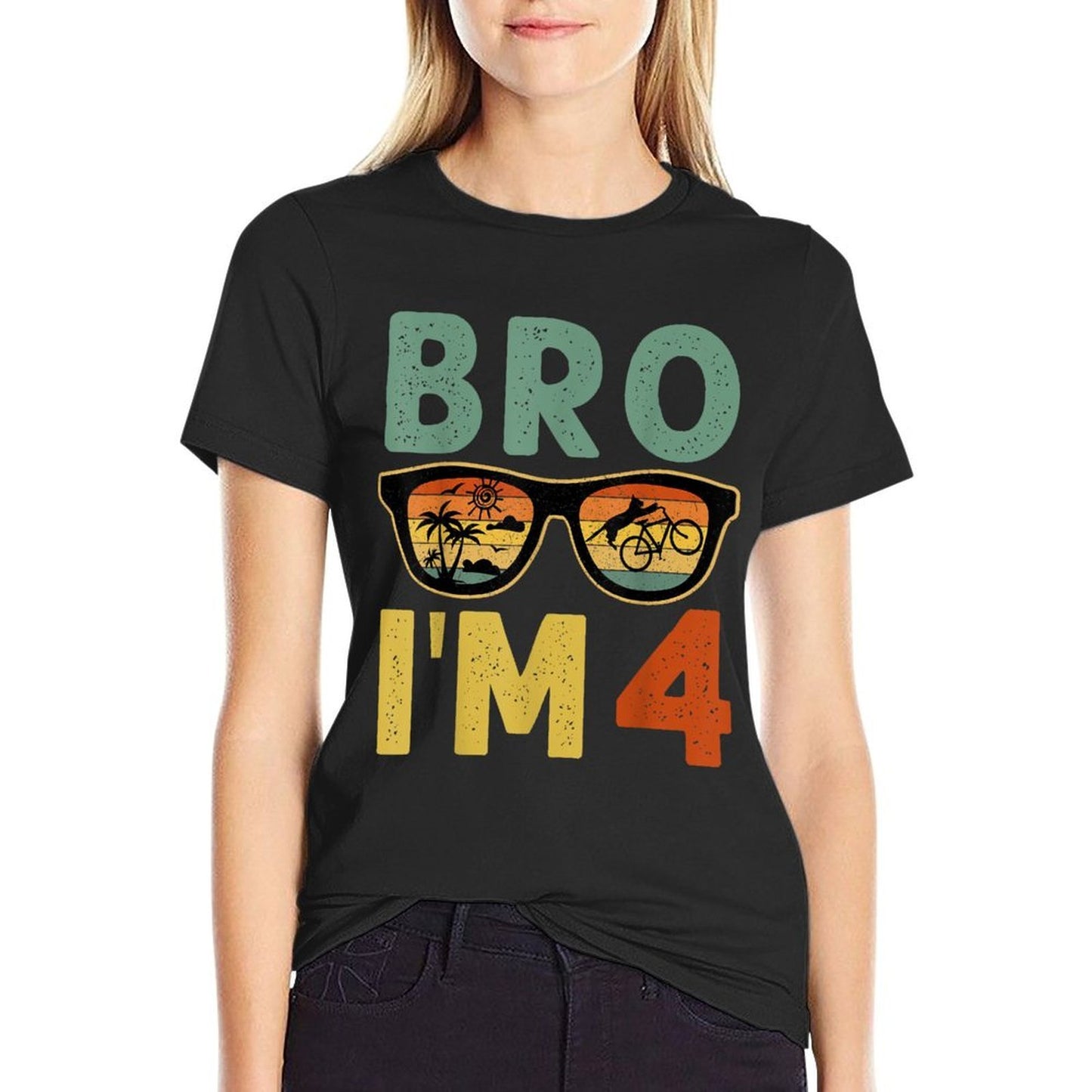 4th Birthday Boy Bro I’m 4 Year Old Kids Four Bday  Moisture-wicking T-Shirt