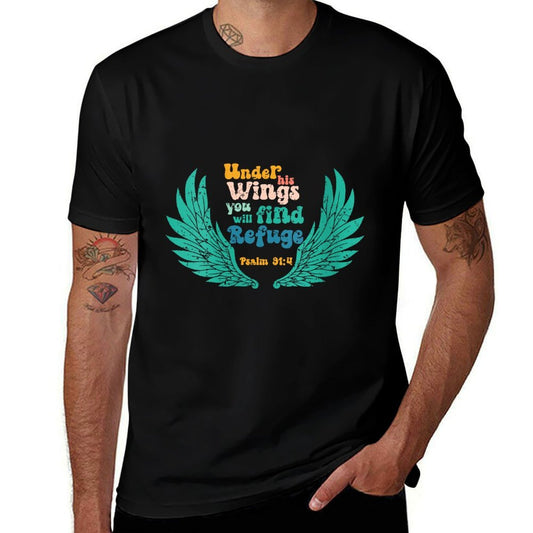 Womens Under His Wings You Will Find Refuge, Psalm 914 Christian  Polyester Blend T-Shirt