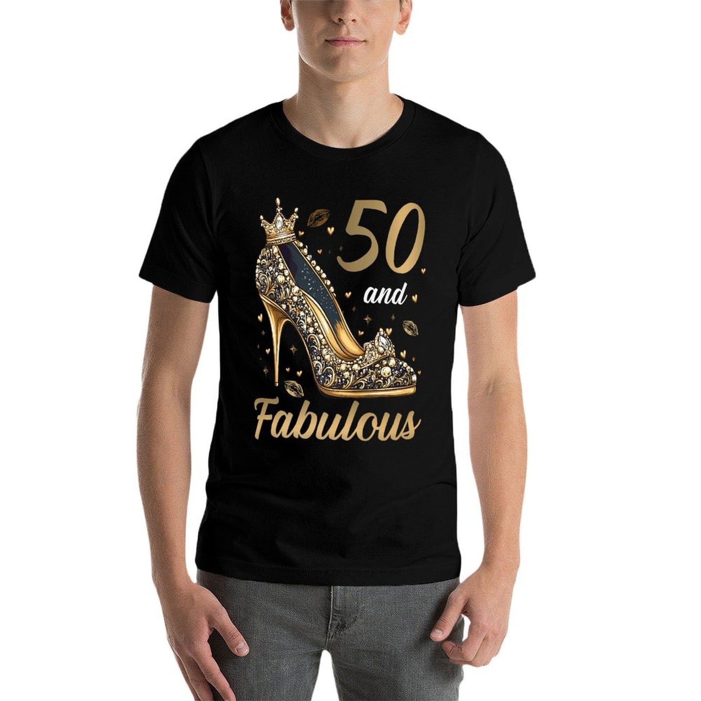 50 And Fabulous 50 Years Old High Heels 50th Birthday Premium  Fade-proof Color T-Shirt