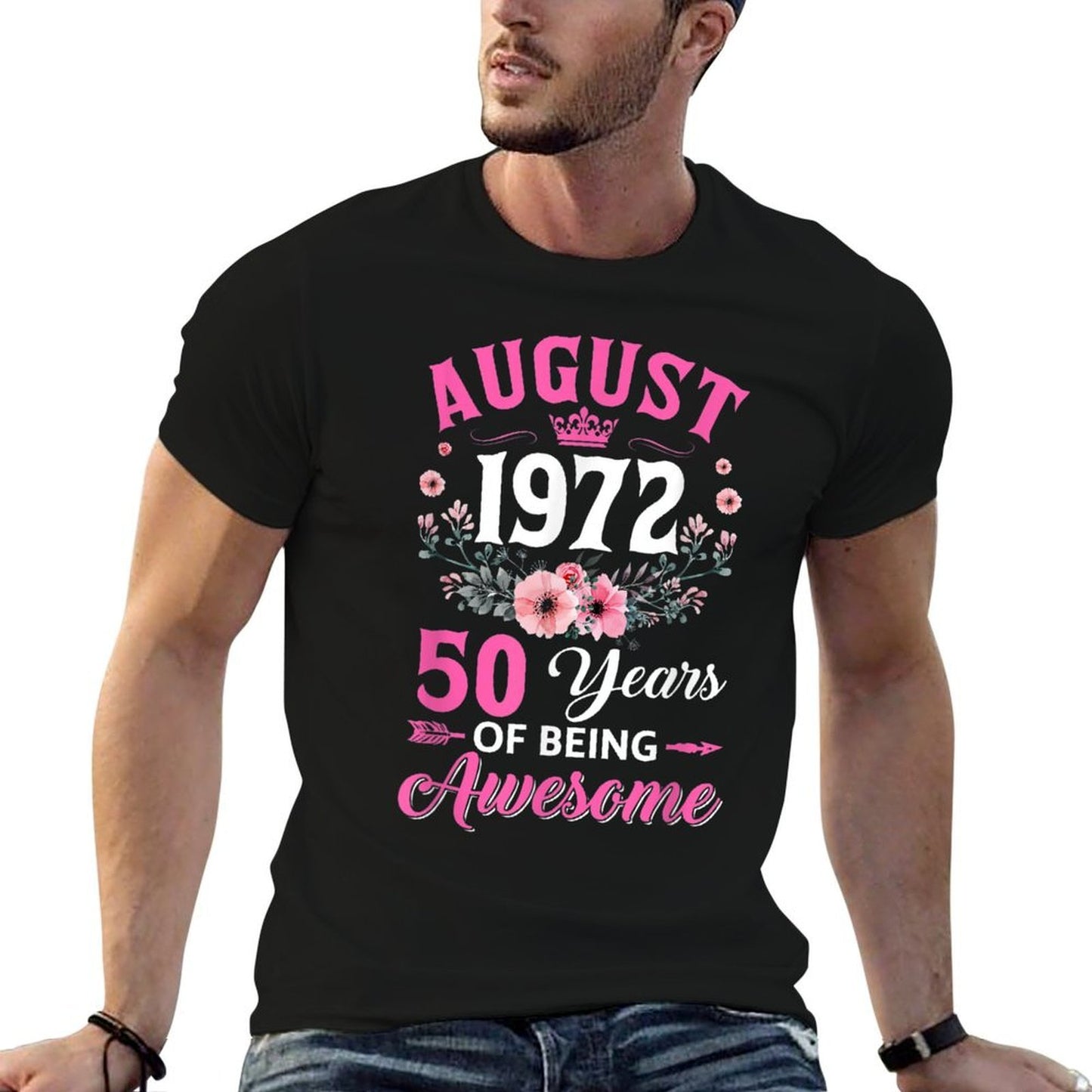 50 Year Old Made In August 1972 50Th Birthday Women  Tagless Design T-Shirt