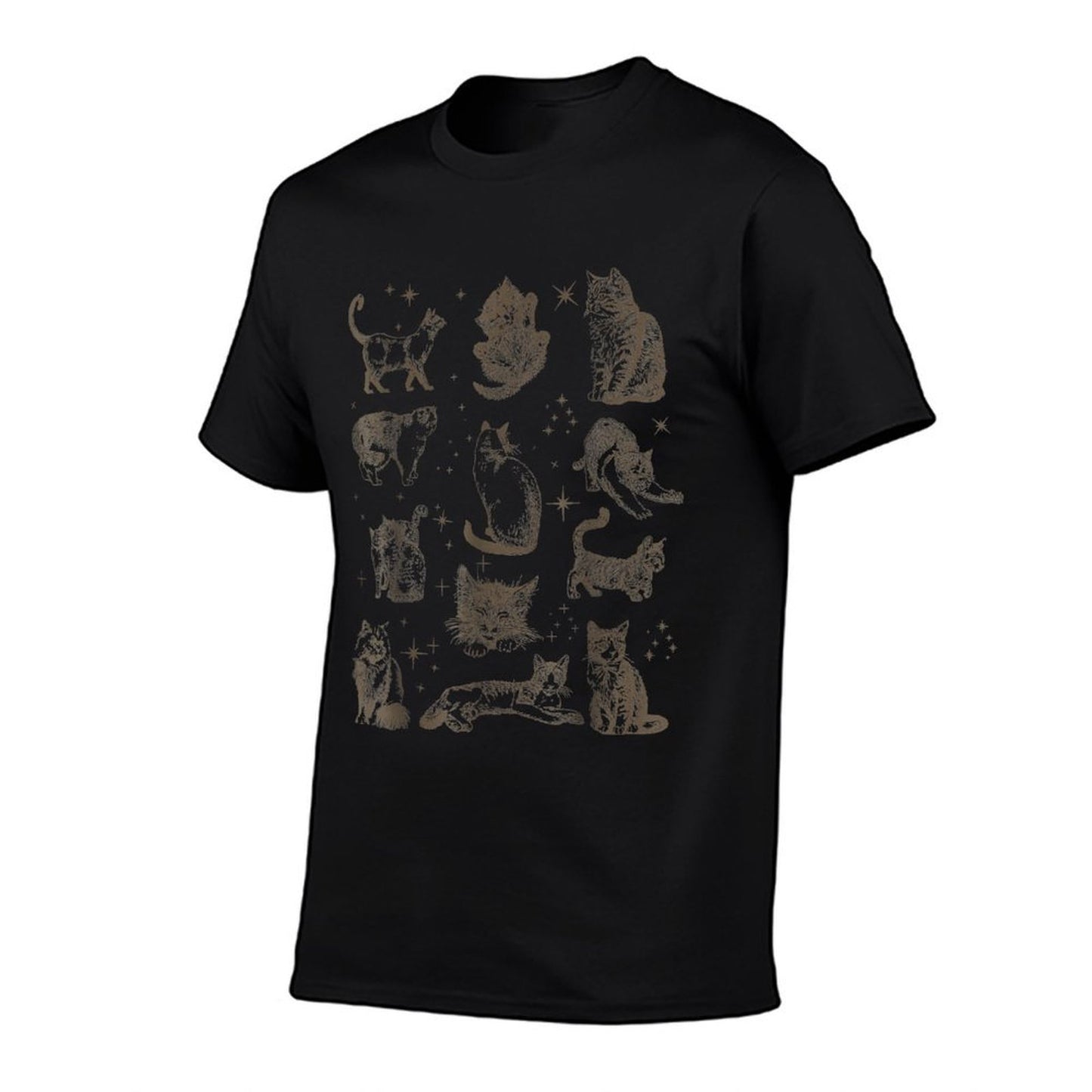 Vintage 90s Tattoo Retro Cats In Space  Heathered Texture T-Shirt