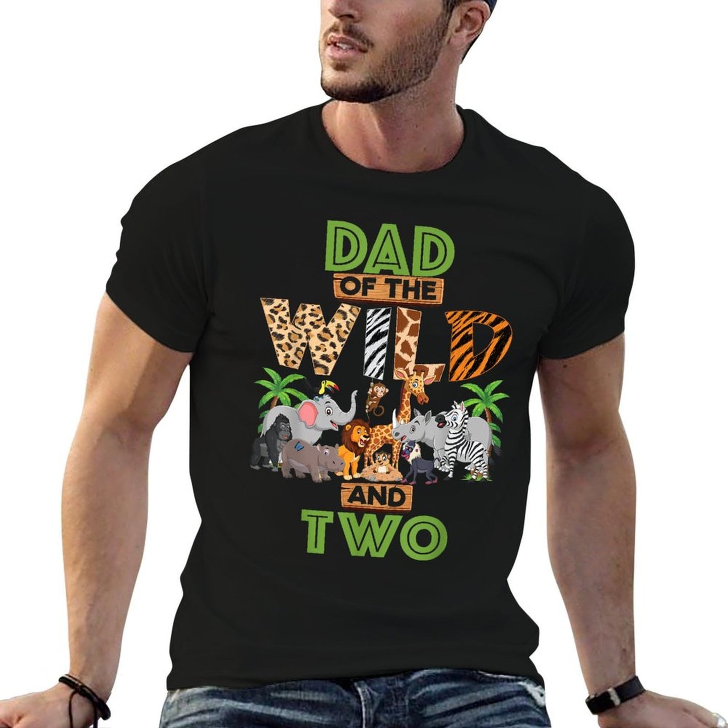 2nd Birthday Zoo Safari Jungle Dad Of The Wild And Two  Slim-fit Cut T-Shirt