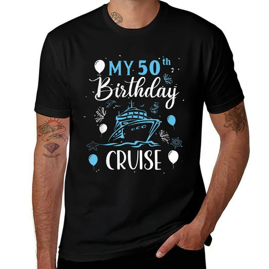 50th Birthday Cruise Vacation 2024 Cruise 50 Years Old  Fade-proof Color T-Shirt