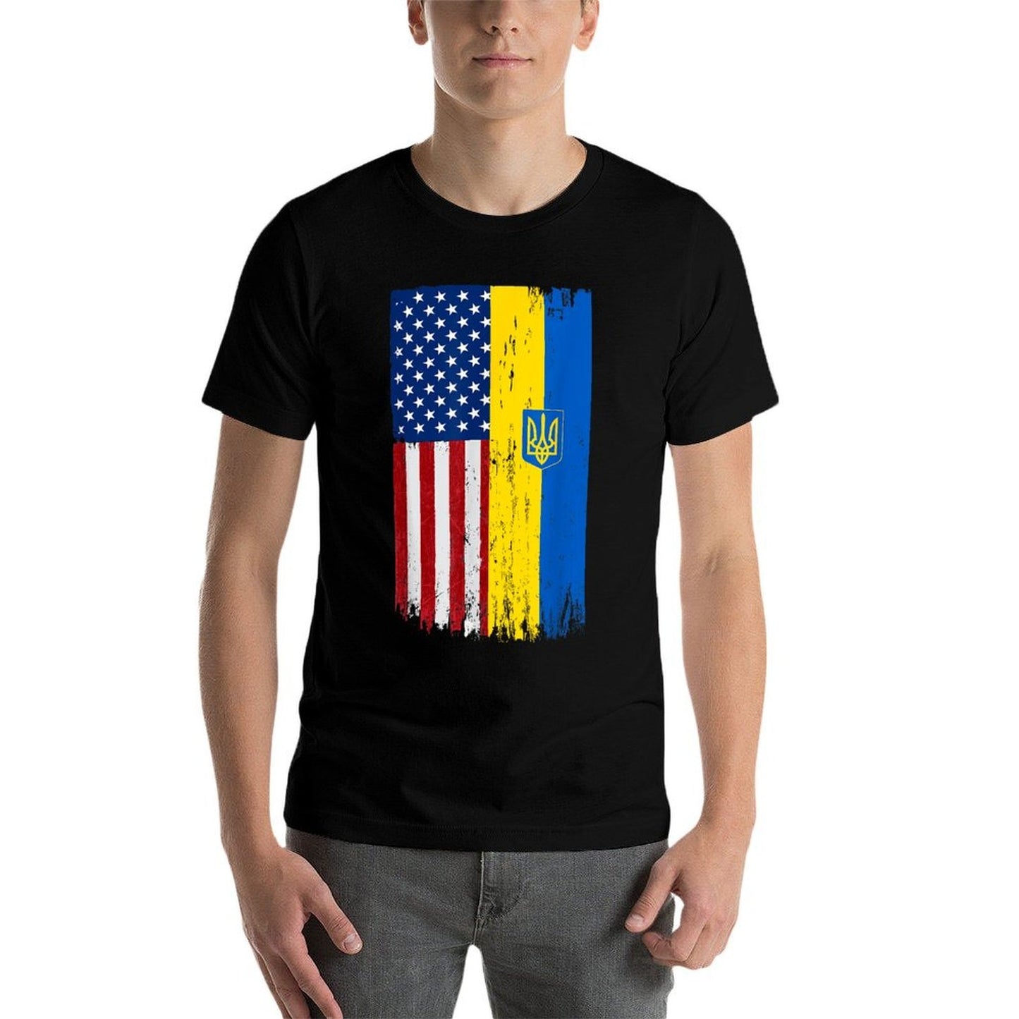 Ukrainian American Lover USA Ukraine Pride Ukrainian  Cotton T-Shirt