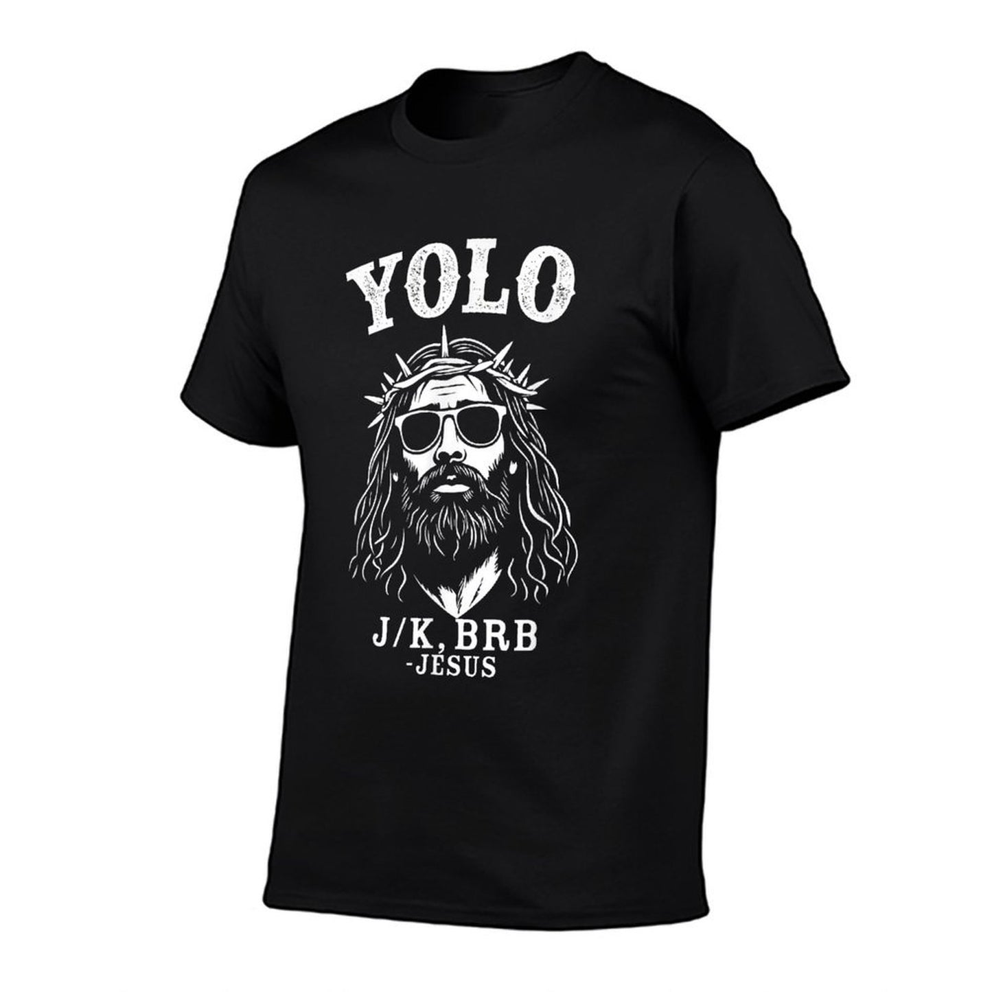 Yolo Jk Brb Funny Jesus for Christian Easter  Ribbed Collar T-Shirt