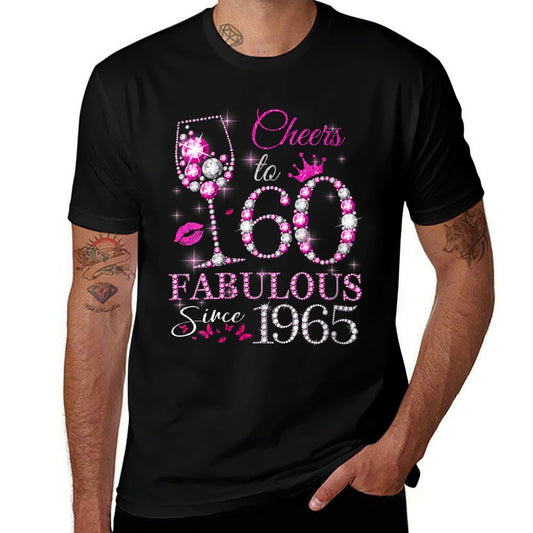 Womens Womens Cheers to 60 Years Old EST 1965 60th Birthday Queen  Classic T-Shirt