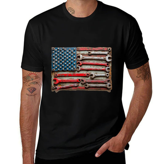 Vintage Mechanic USA American Patriotic Car Mens  Soft T-Shirt