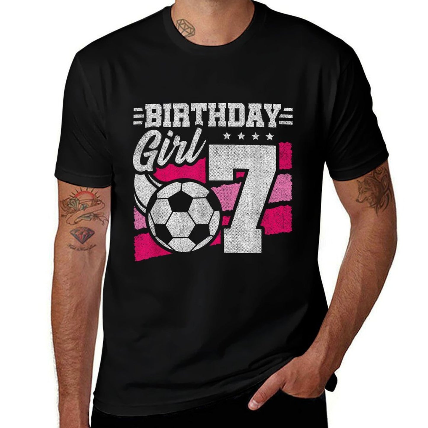 7 Year Old Soccer Birthday - Girls 7th Birthday Soccer  Slim-fit Cut T-Shirt