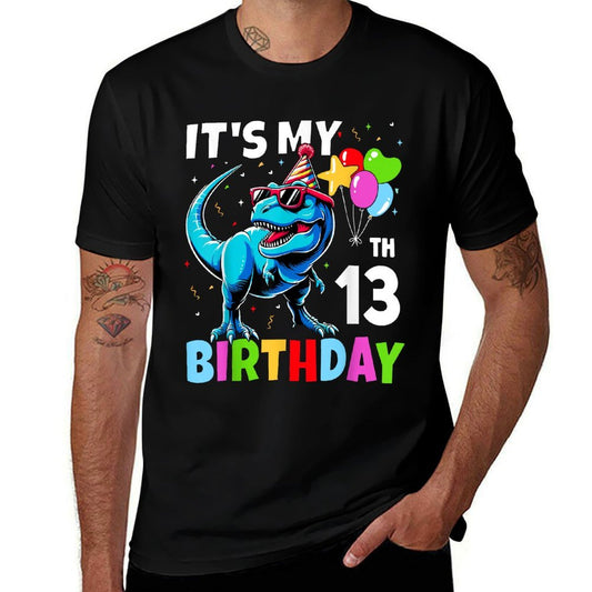 13th Birthdayn Boy 13yr 13 Year Old Dinosaur T-Rex  Wrinkle-resistant T-Shirt