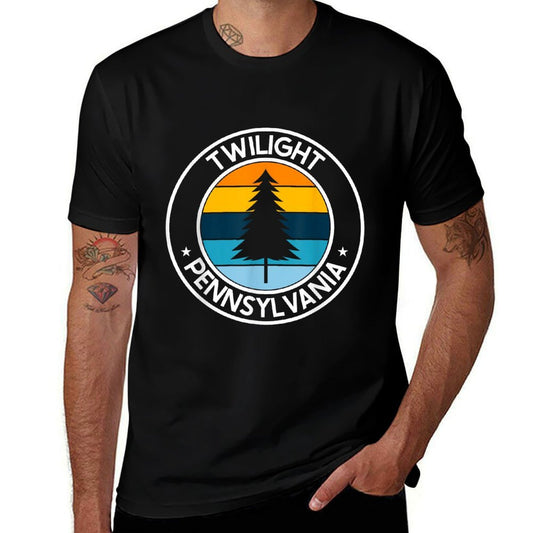 Twilight Pennsylvania PA USA City Pride Retro Sunset  Summer-ready Fabric T-Shirt