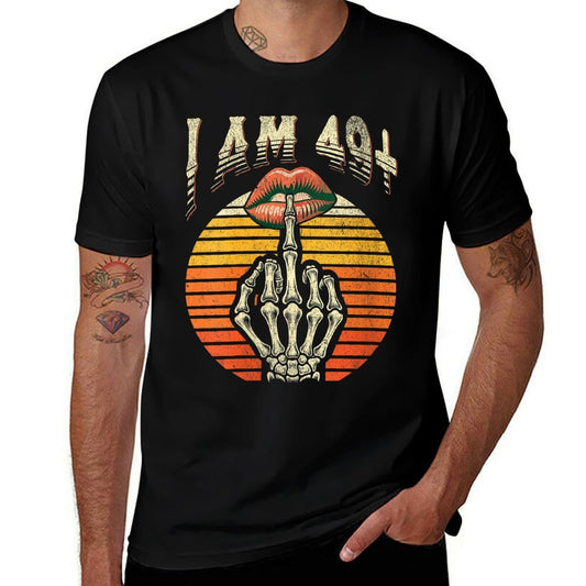 Womens 50th Birthday I Am 49 Plus 1 Middle Finger Vintage 49+1  Tagless Design T-Shirt