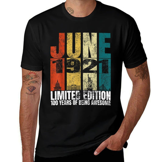 Vintage June 1921 Bday Costume 100 Years Old 100th Birthday  Wrinkle-resistant T-Shirt
