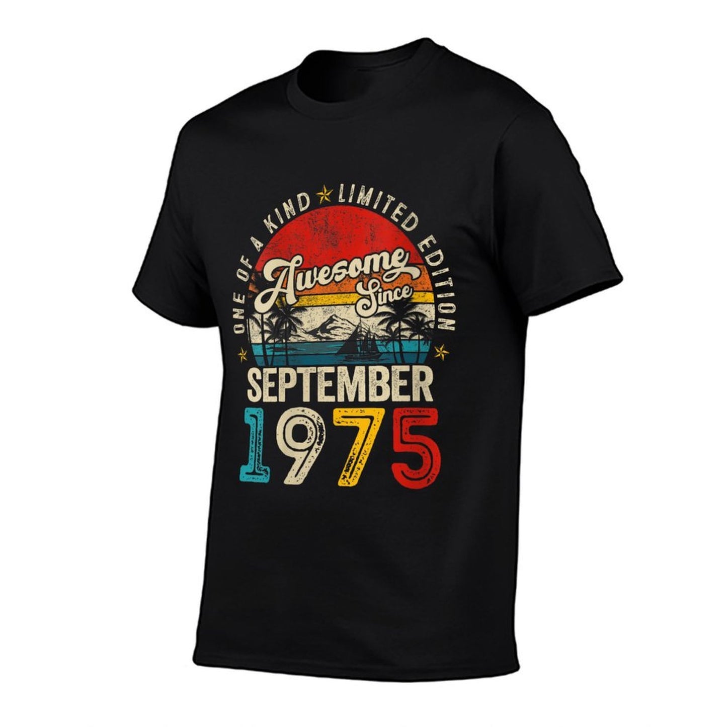 Womens Awesome Since September 1975 Vintage Men Women 50th Birthday  Summer-ready Fabric T-Shirt