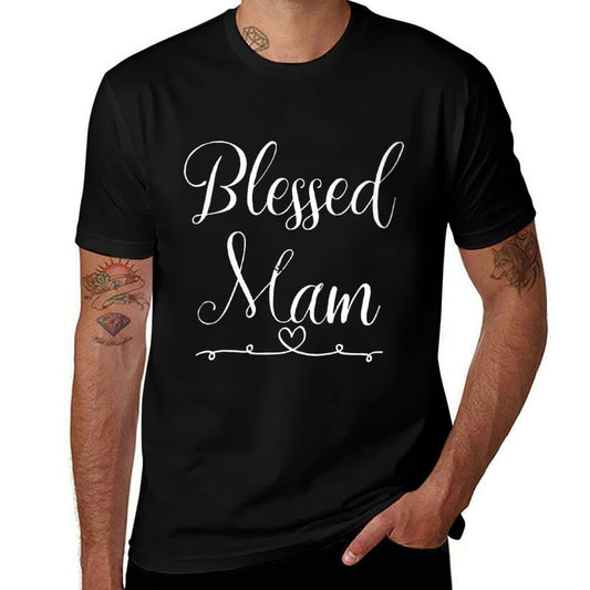 Womens Blessed Mam  Rolled Sleeves T-Shirt