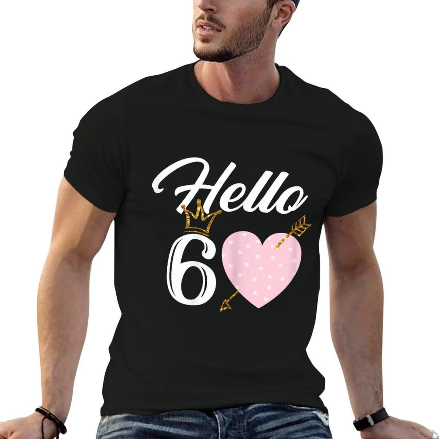 60th Birthday Shirt Hello 60 with Crown  Easy-care T-Shirt