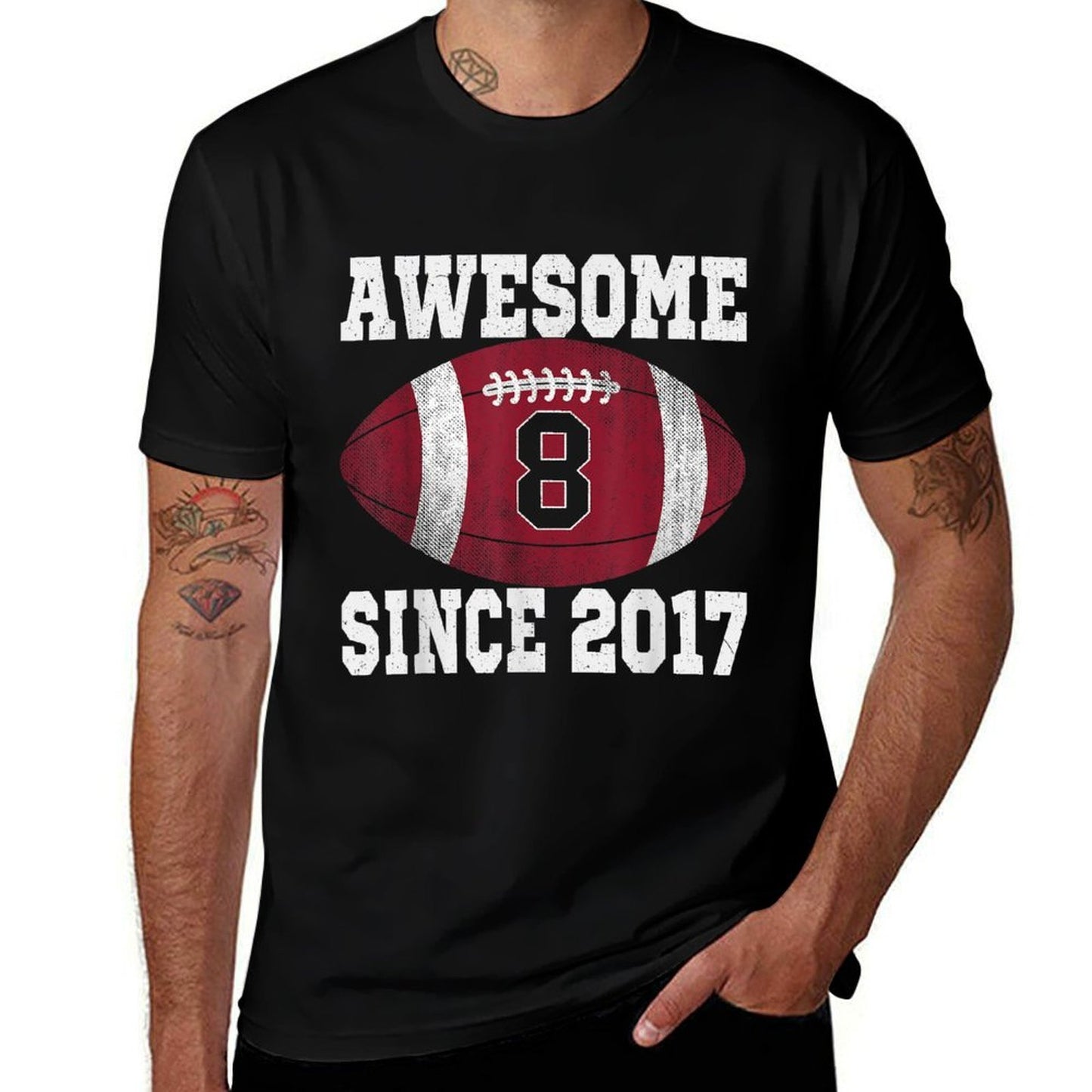 8th Birthday Football Player 8 Years Old Vintage Sports  Moisture-wicking T-Shirt