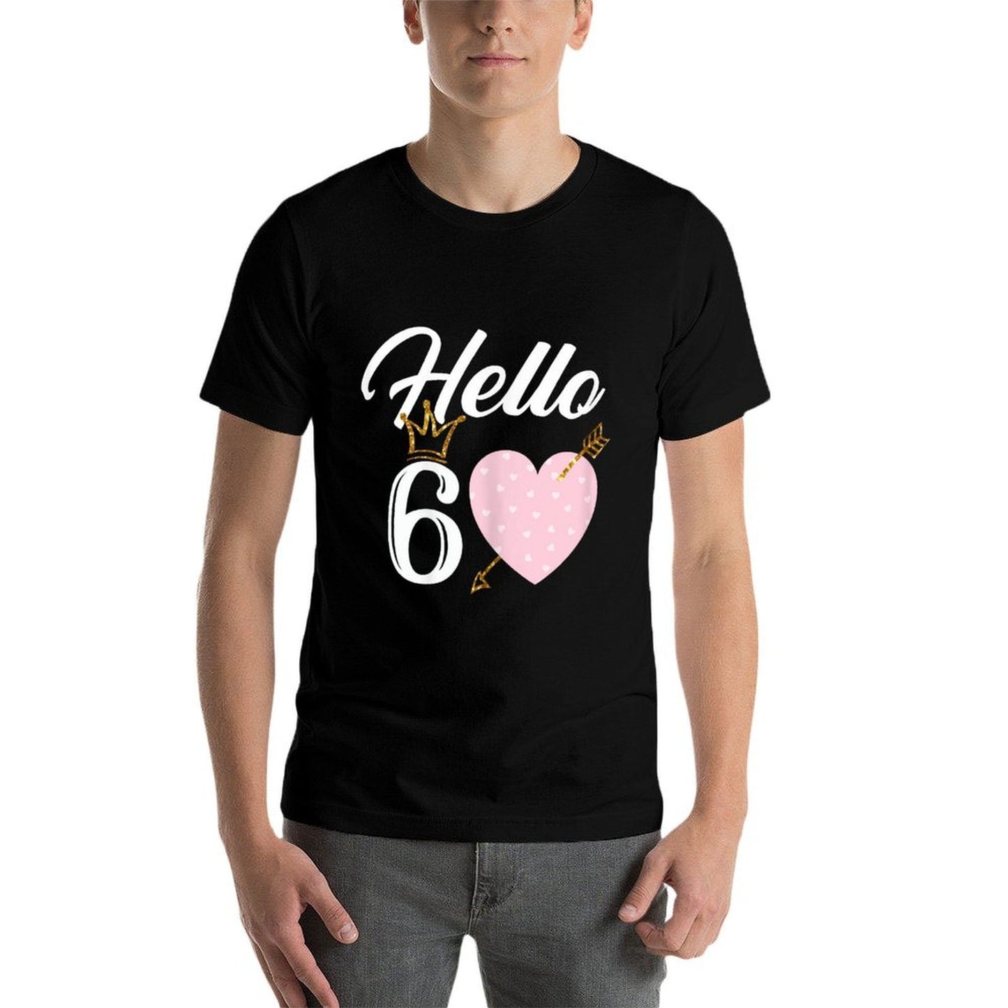 60th Birthday Shirt Hello 60 with Crown  Easy-care T-Shirt