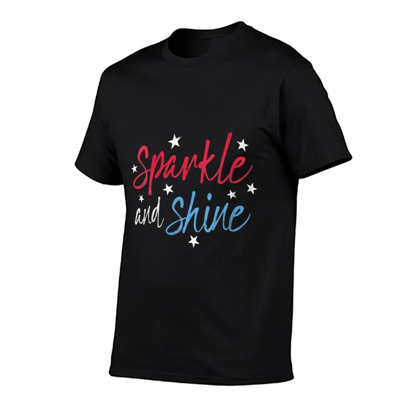 Womens Sparkle And Shine Red White Blue Cute 4th of July Top  Eco-friendly Material T-Shirt