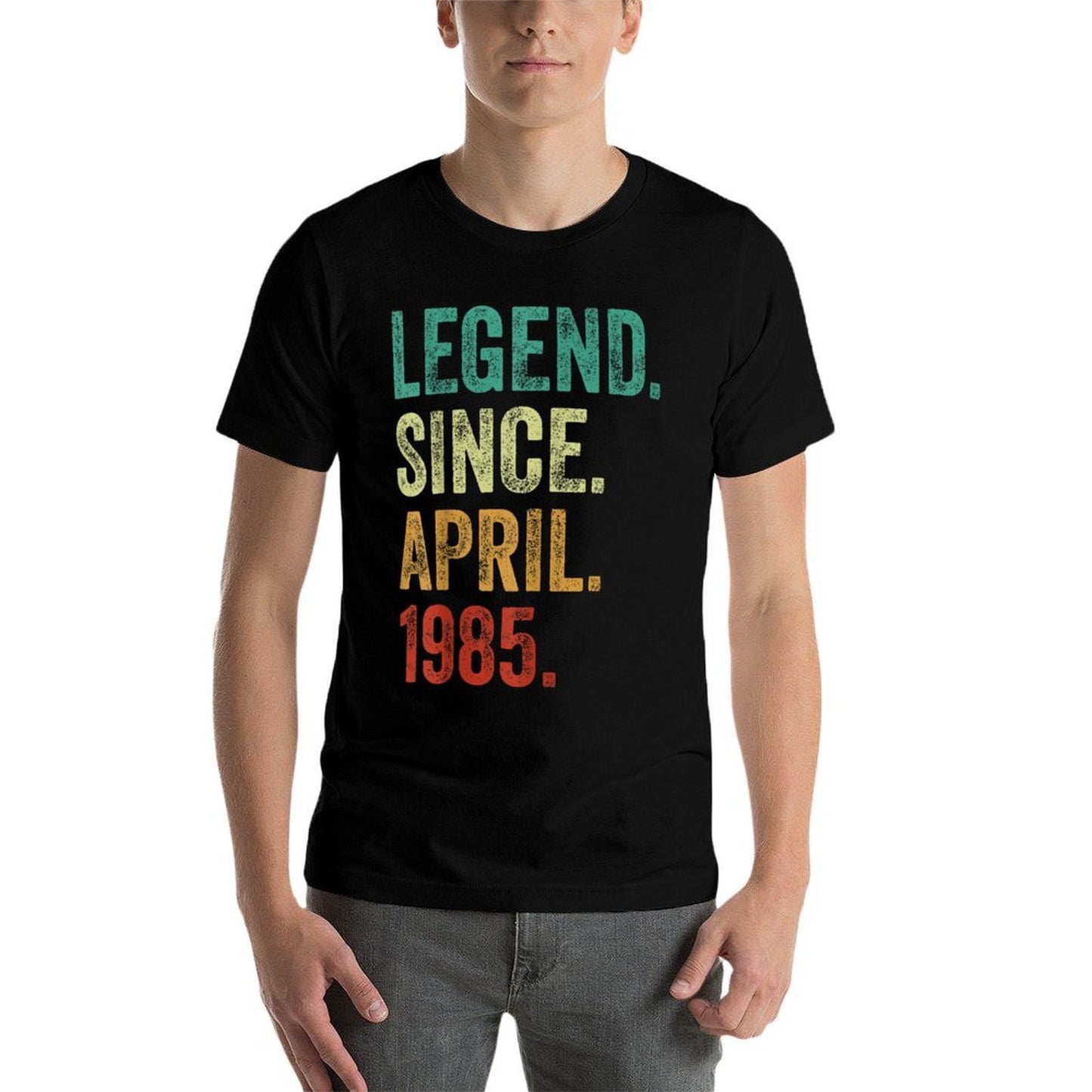 40 Years Old Legend Since April 1985 40th Birthday  Ribbed Collar T-Shirt