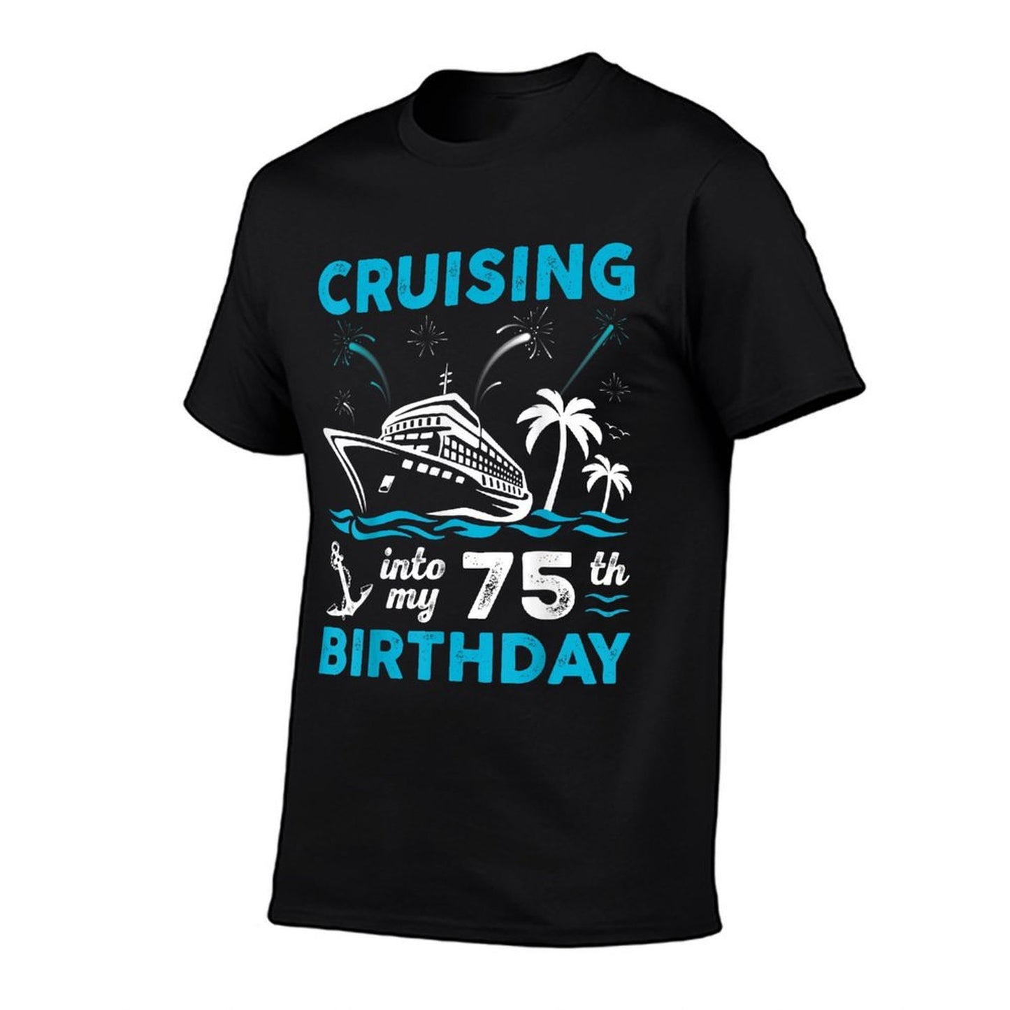 75 Year Old Birthday Cruising Into My 75th Birthday Cruise  Oversized Silhouette T-Shirt