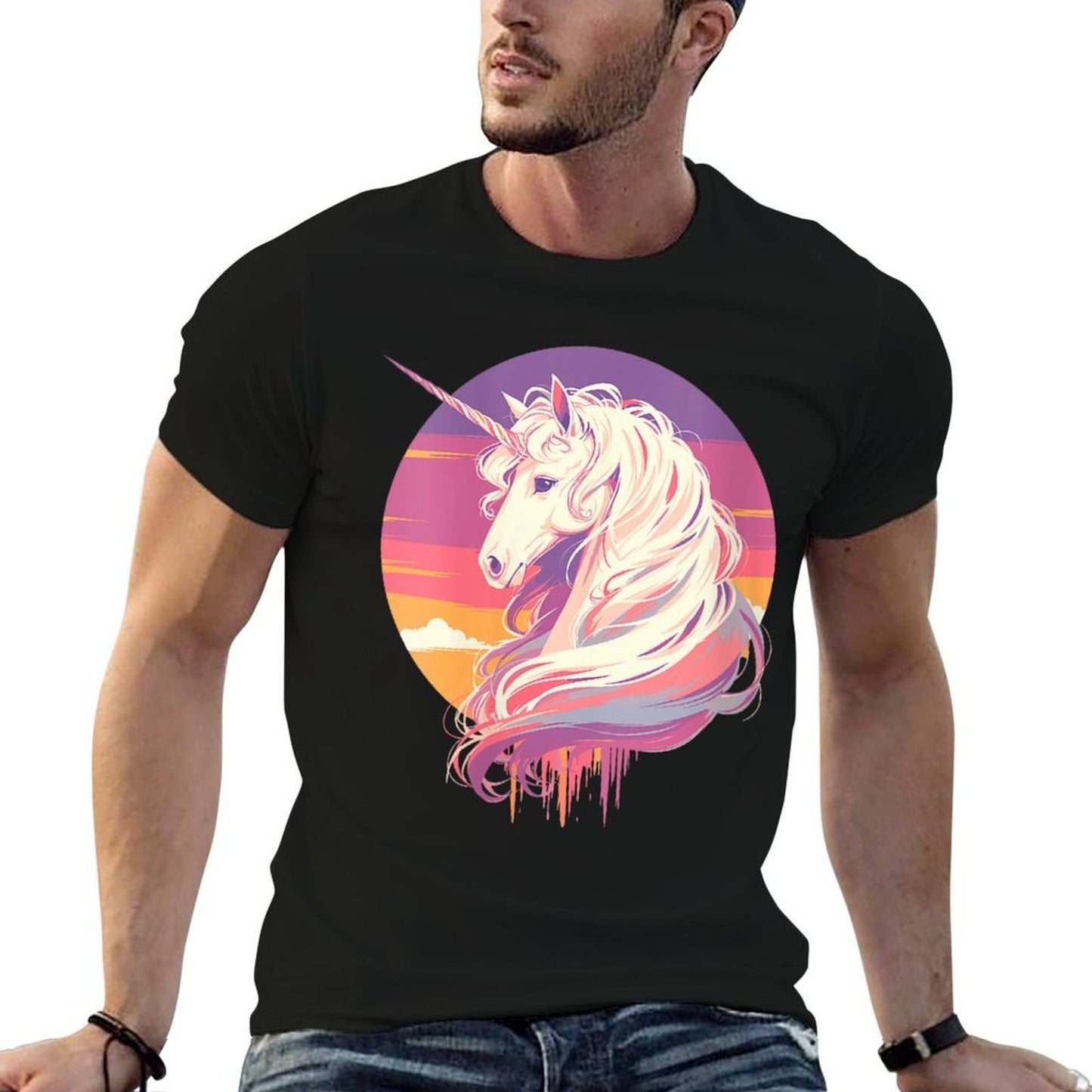 Womens Majestic Sunset Unicorn Art Mystical Creature Fantasy  Trendy Pattern T-Shirt