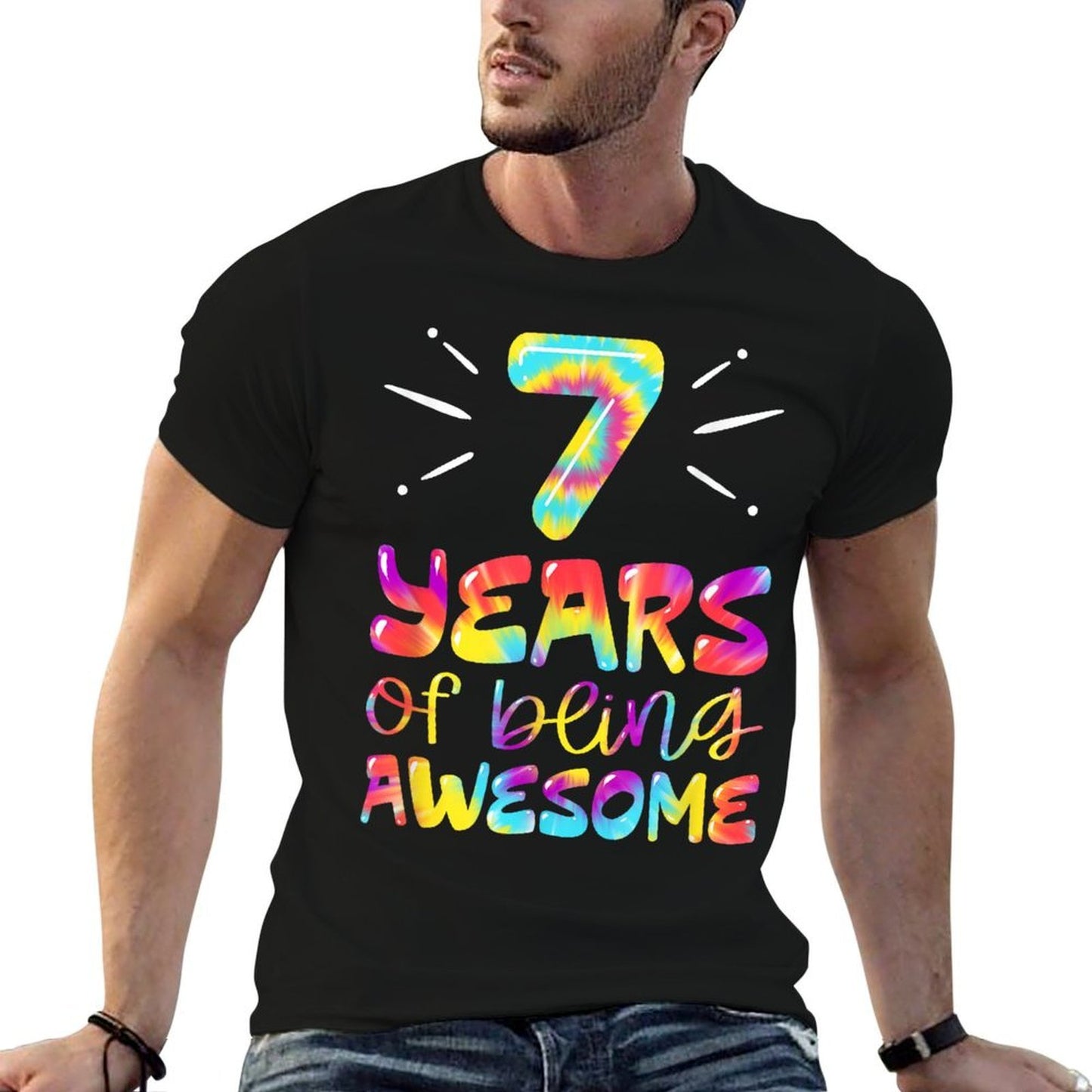 7 Years of Being Awesome Tie Dye 7 Years Old 7th Birthday  Tagless Design T-Shirt