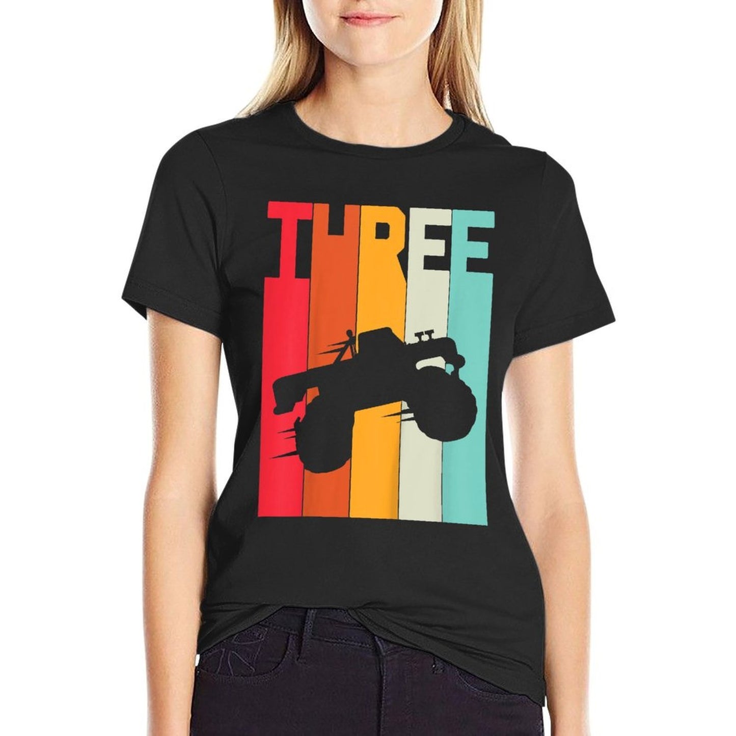 3rd Birthday Retro Monster Truck 3 Years Boys Girl Kids  Lightweight T-Shirt