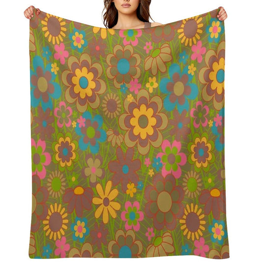 70s Joyride Flower Pattern Anti-pilling Throw Blanket