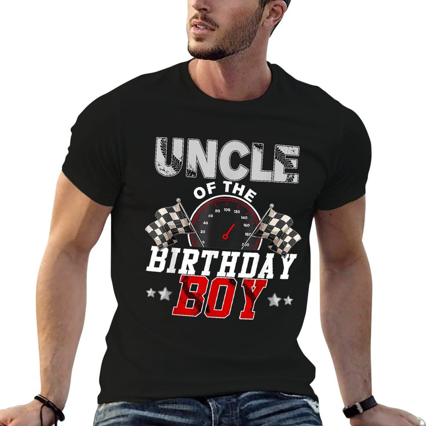 Uncle Of The Birthday Boy Race Car Racing Car Driver  Vintage-inspired T-Shirt