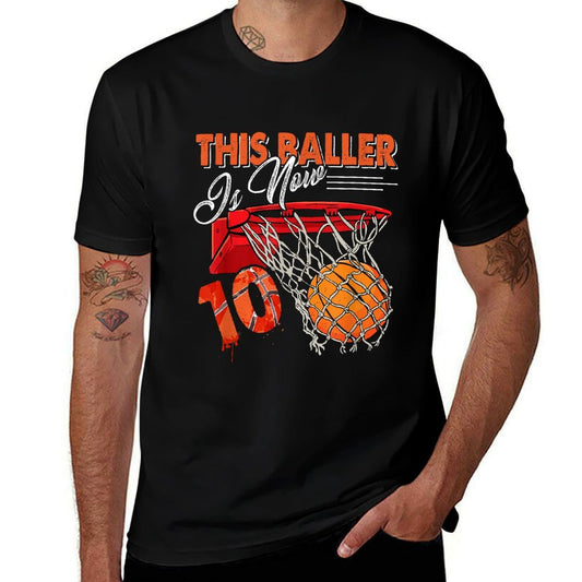 10th Birthday Basketball Funny 10 Years Old Kids Gift  Cotton T-Shirt