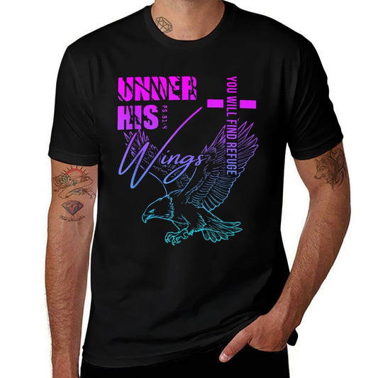 Under His Wings I Find Refuge Psalms 914 Funny Chrisitan  Relaxed-fit T-Shirt