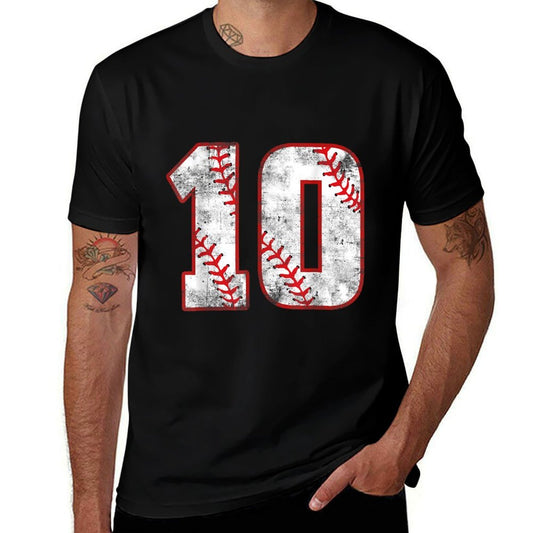 Vintage Baseball 10 Jersey Number  Eco-friendly Material T-Shirt