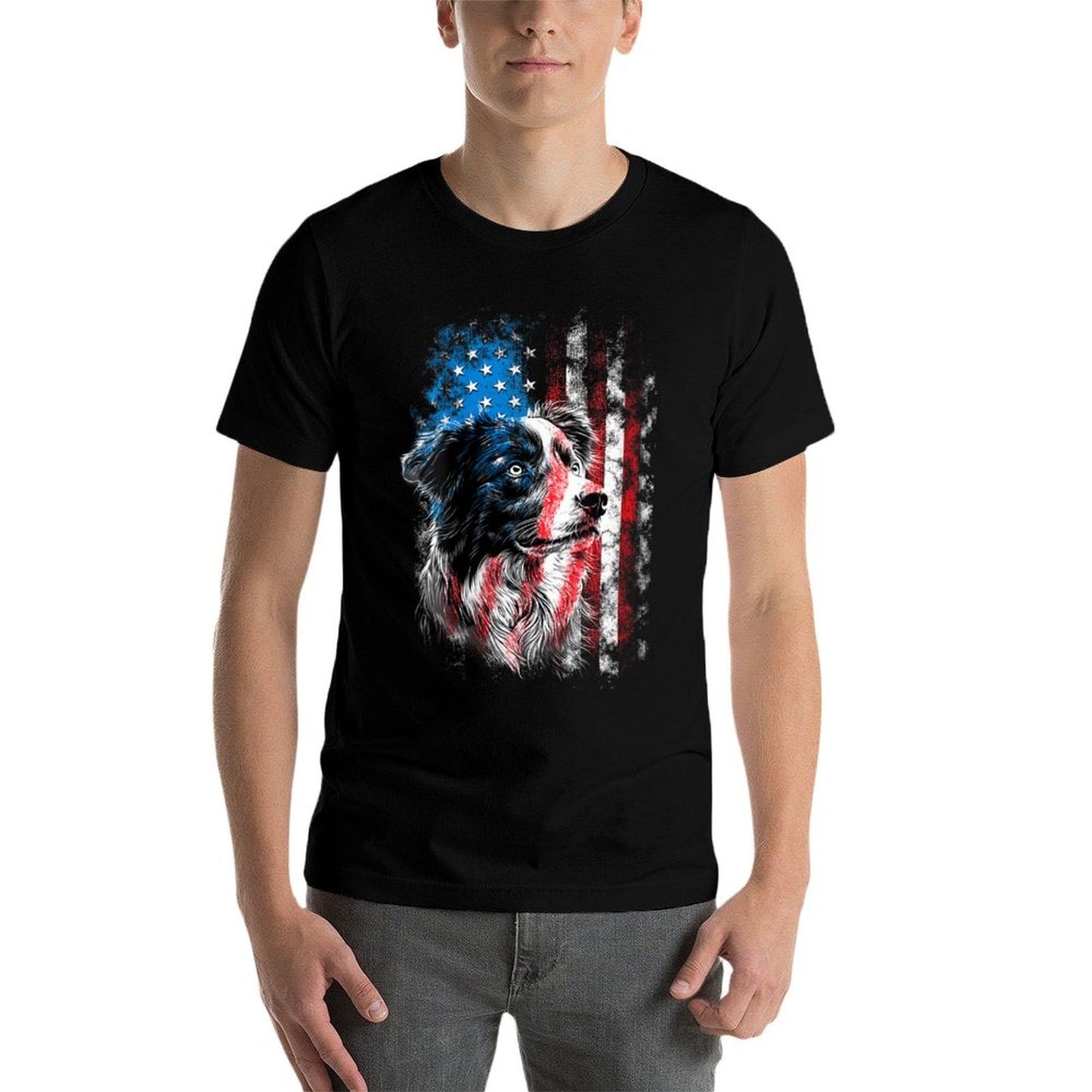 Womens Australian Shepherd 4th of July Dog Lover Men Women  Slim-fit Cut T-Shirt