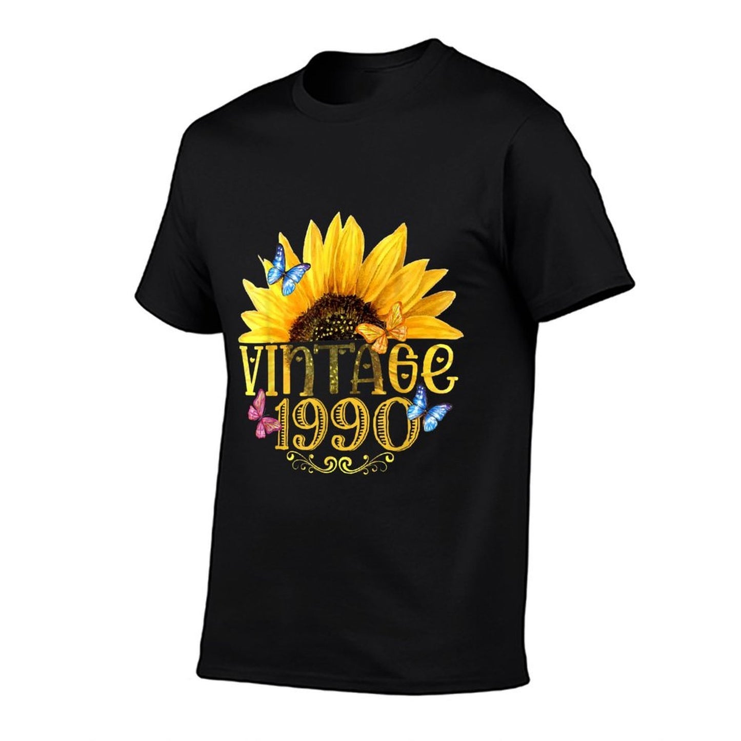 Vintage 1990 Sunflower Floral Butterfly Funny 35th Birthday  Quick-drying T-Shirt