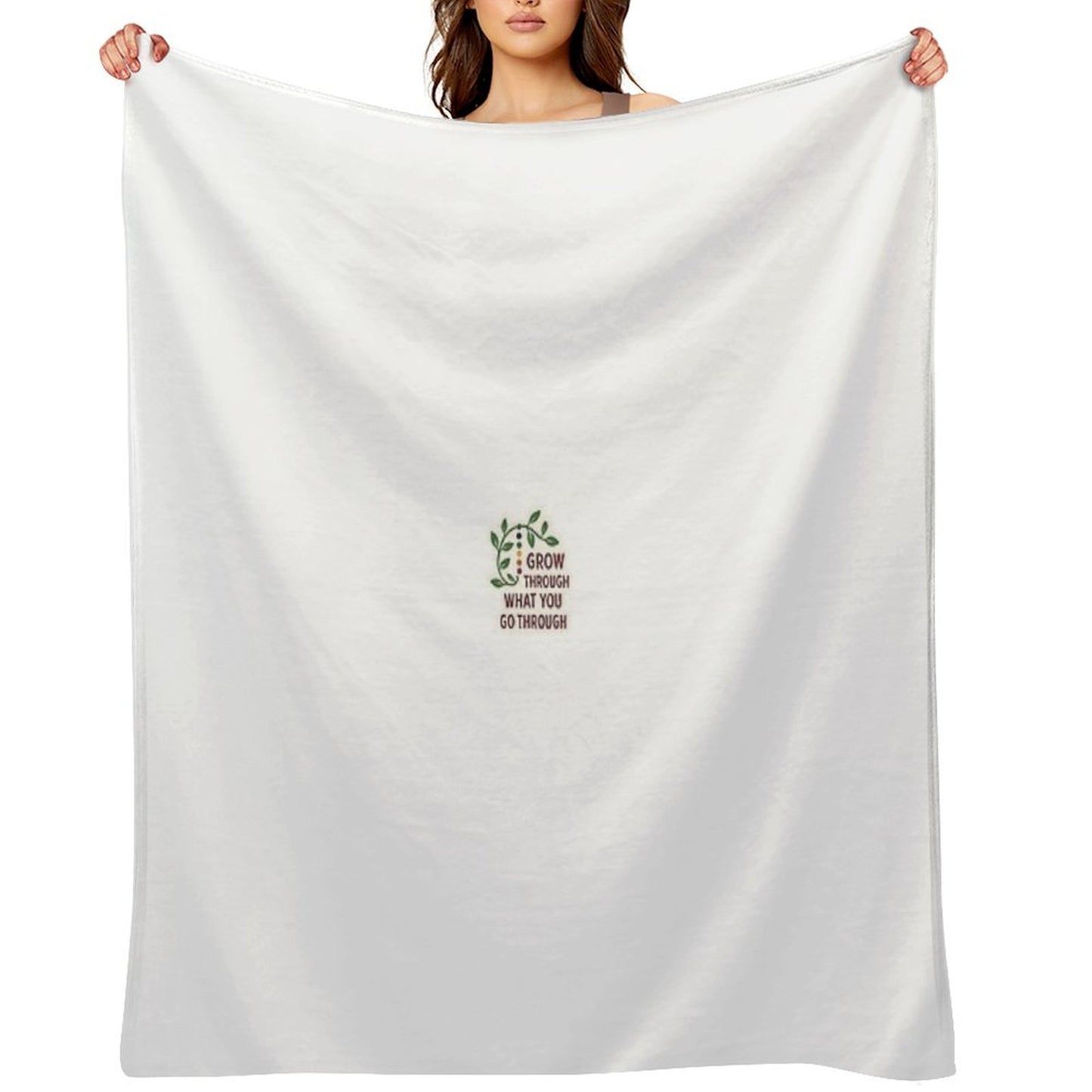 Grow Through What You Go Through - Resilience Quote Sticker Plush Throw Blanket