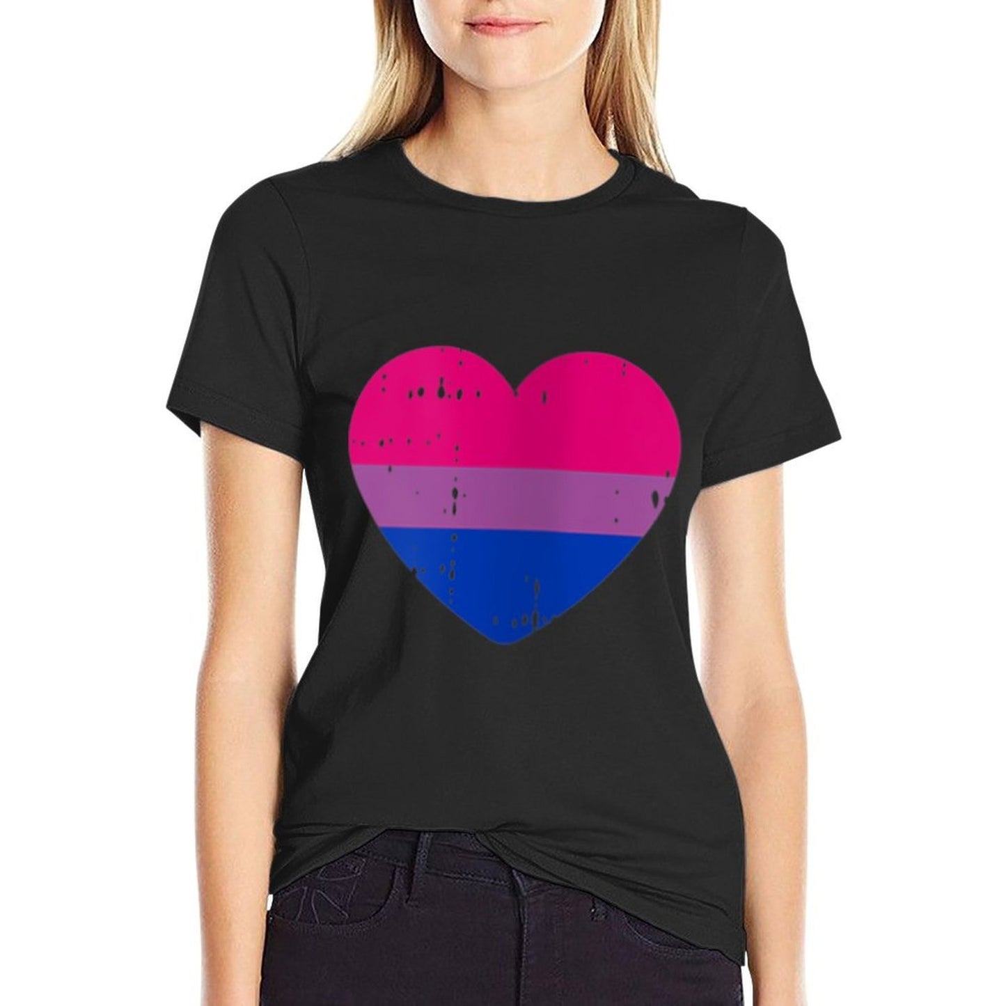 Womens Bisexual Heart Pocket LGBT-Q Gay Pride Love Men Women  Wrinkle-resistant T-Shirt