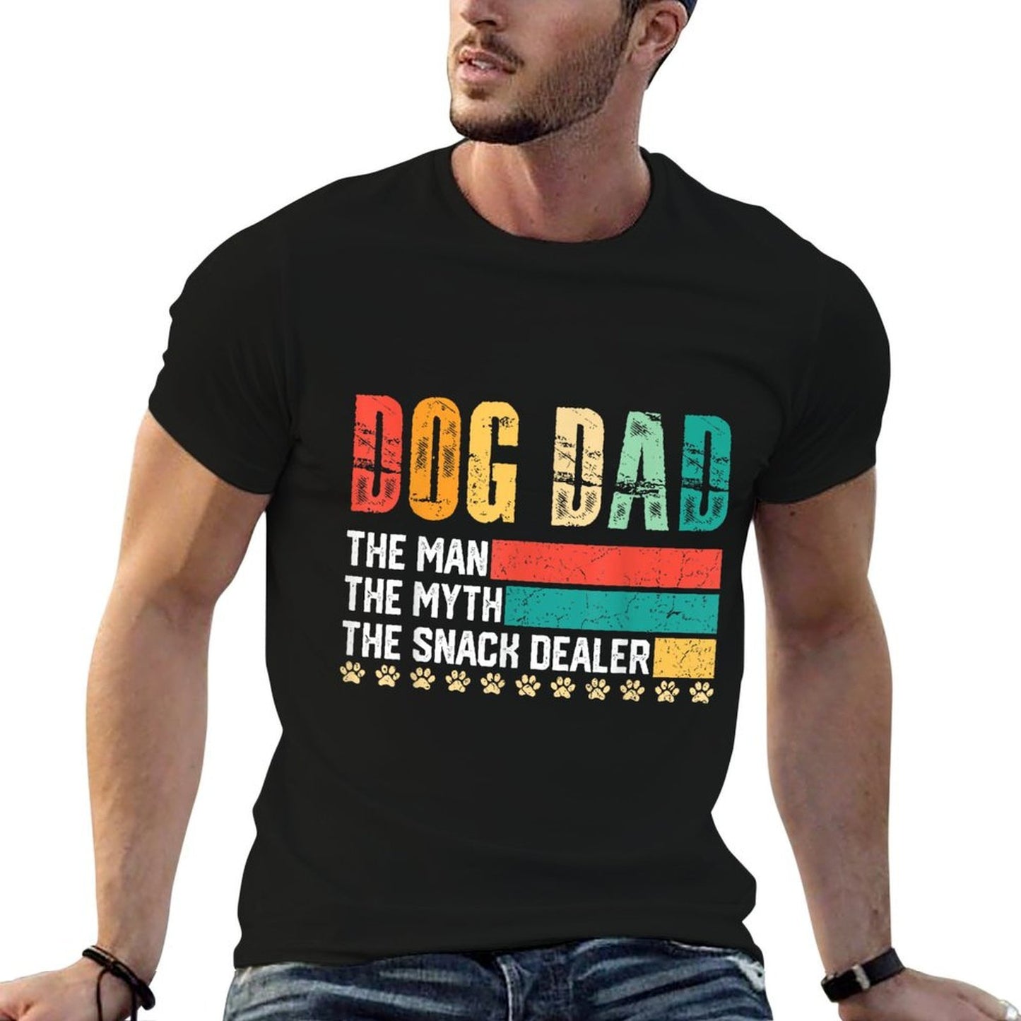 Vintage Dog Dad The Man The Myth Snack Dealer Father Day  Oversized Silhouette T-Shirt