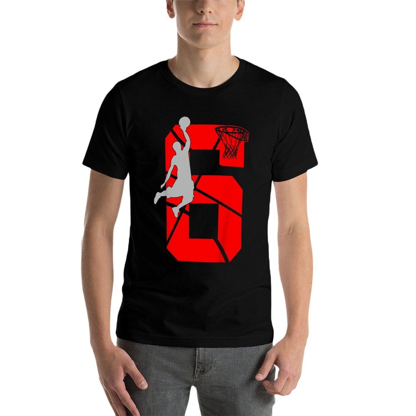 6 Year Old 6th Basketball Birthday PartyTheme Boys Girls  Polyester Blend T-Shirt