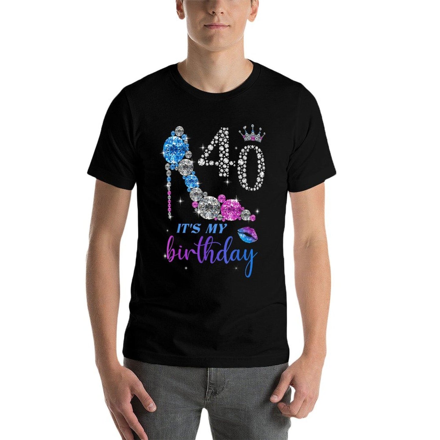 Women It's My 40th Purple Shoe Crown Happy 40th Birthday  Fade-proof Color T-Shirt