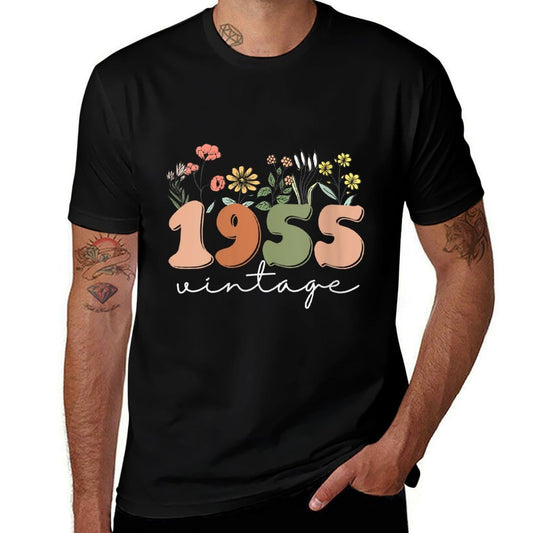 Womens 70 Years Old Vintage 1955 70th Birthday Wildflower Women  Easy-care T-Shirt