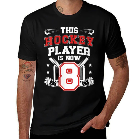 Womens 8th Ice Hockey Birthday Eight Year Old Ice Hockey Player  Heathered Texture T-Shirt