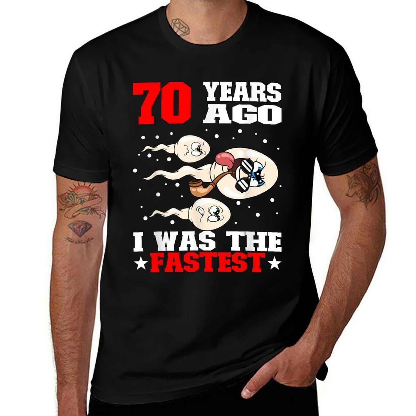 70 Years Ago I Was The Fastest Sperm 70th Birthday  Trendy Pattern T-Shirt