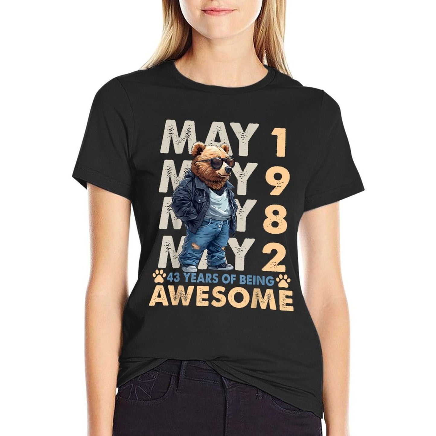 43rd Birthday Bear Legends May 1982 43 Years Old For Mens  Slim-fit Cut T-Shirt