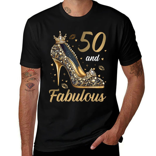 50 And Fabulous 50 Years Old High Heels 50th Birthday Premium  Fade-proof Color T-Shirt