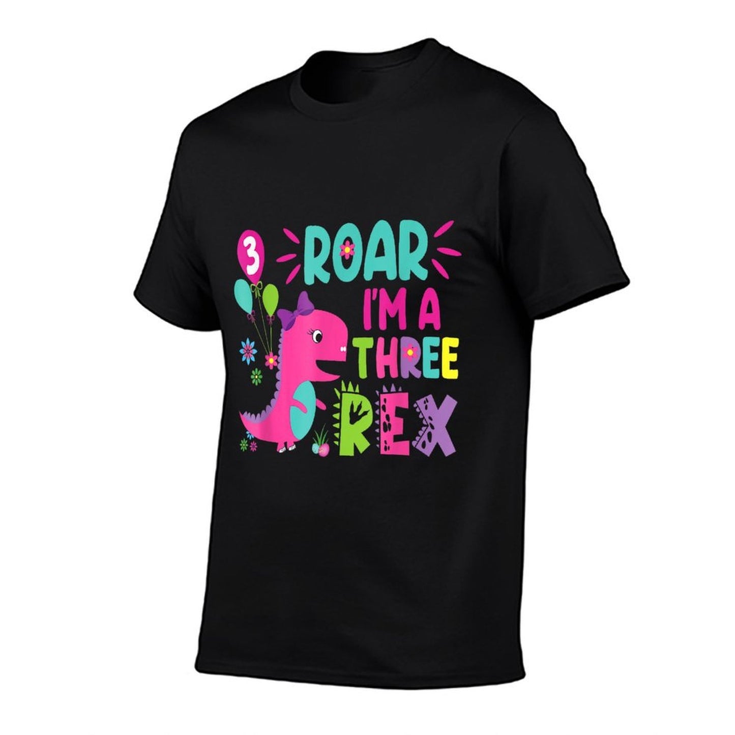 3rd Birthday Dinosaur Girl T-Rex Matching Family Party Three Comfortable T-Shirt