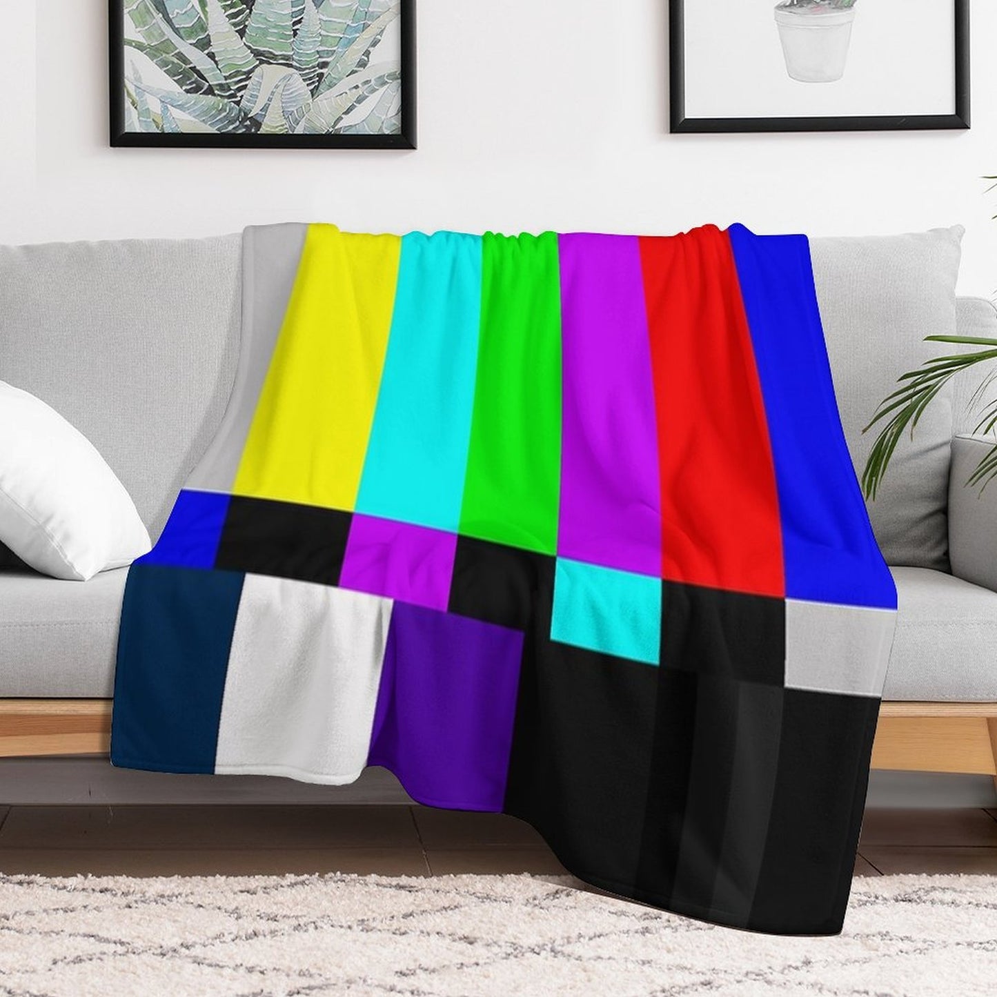 TV Color Bars White Background Velvety-soft Throw Blanket