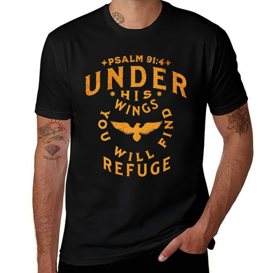 Under His Wings You Will Find Refuge Psalm 914 Christian Premium  Oversized Silhouette T-Shirt