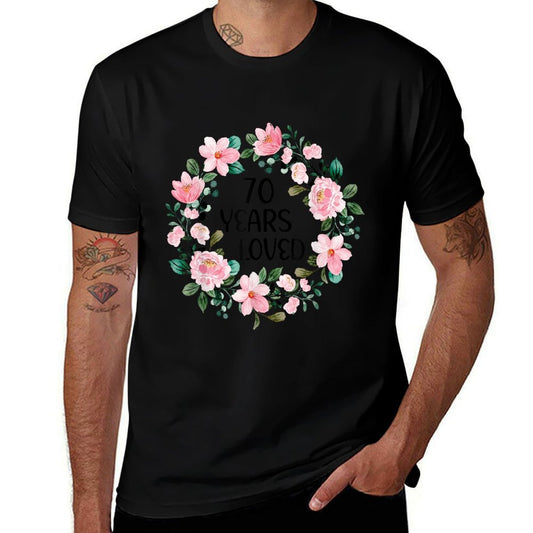 70 Years Loved Women Men 70 Years Old Cool 70th Birthday  Heathered Texture T-Shirt