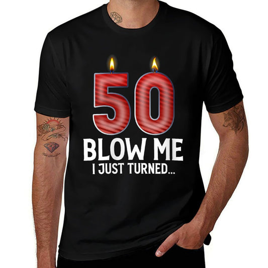 Womens Blow Me I Turned 50 Years Old Funny 50th Birthday Gifts  Heathered Texture T-Shirt
