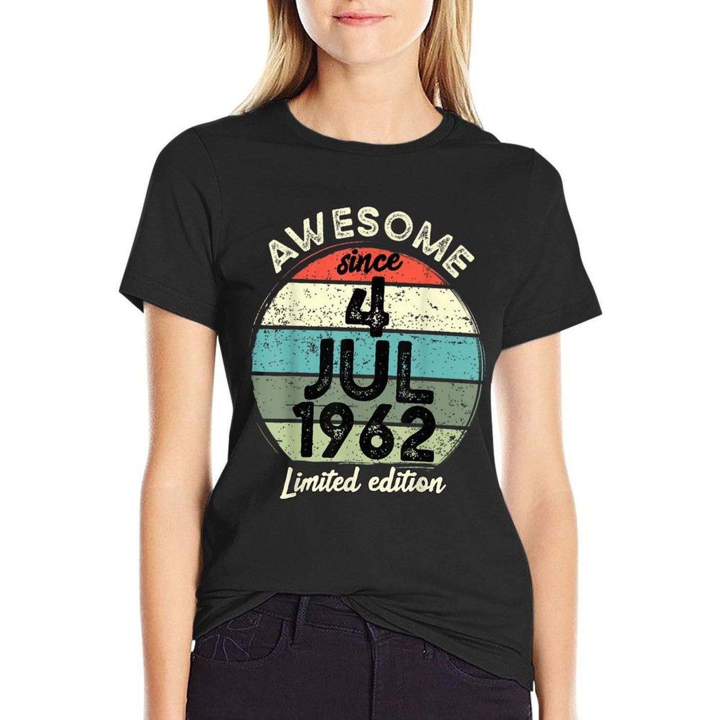 60 Year Old Birthday 4 July 1962 60th Birthday  Summer-ready Fabric T-Shirt